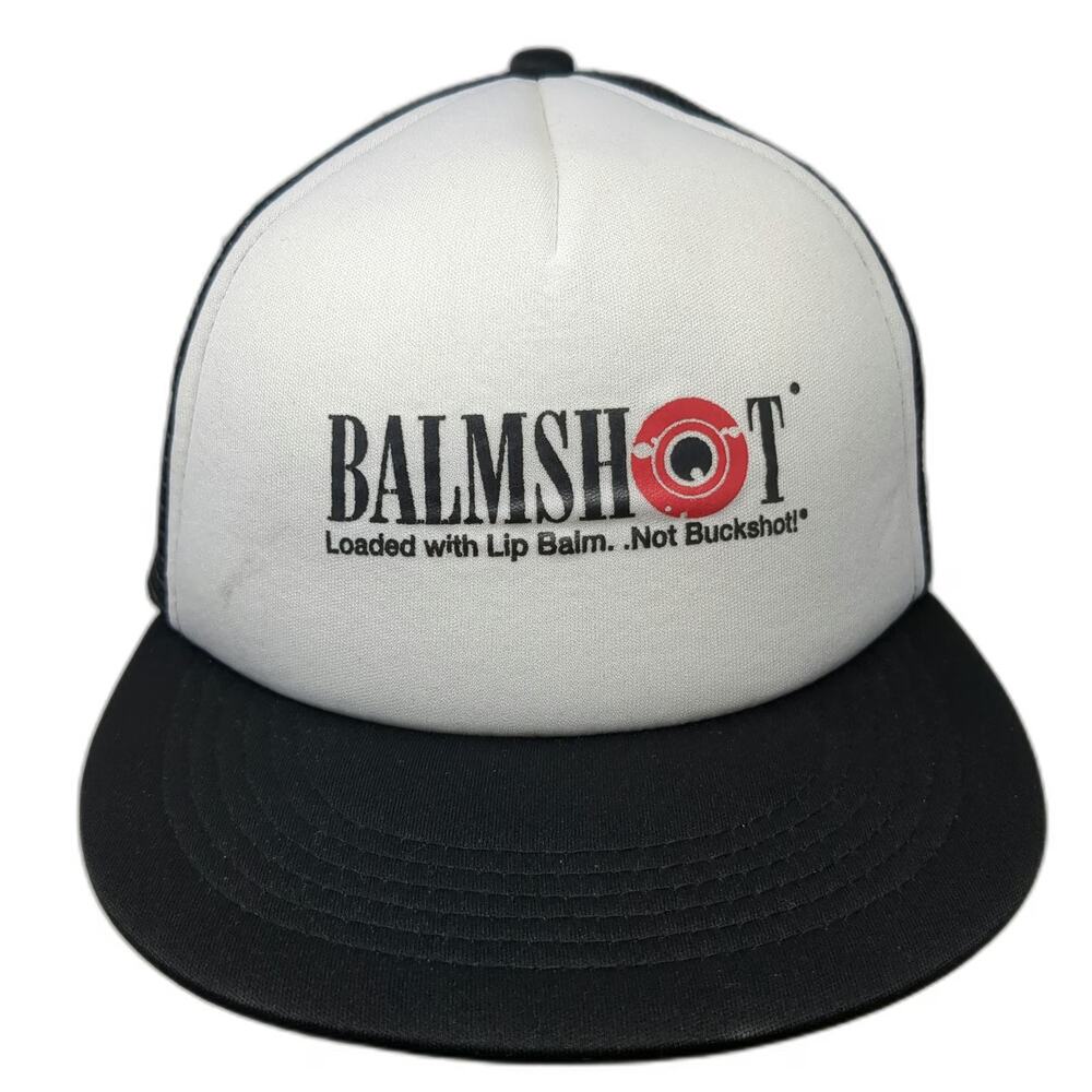 Hit Wear Balmshot Lip Balm Graphic Logo Trucker Hat Black One Size Snapback Mesh